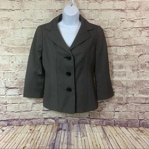 Ann Taylor Black Crop 3/4 Sleeve Lined Blazer